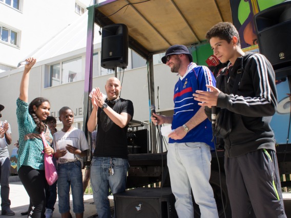 Student Charles organizing a concert